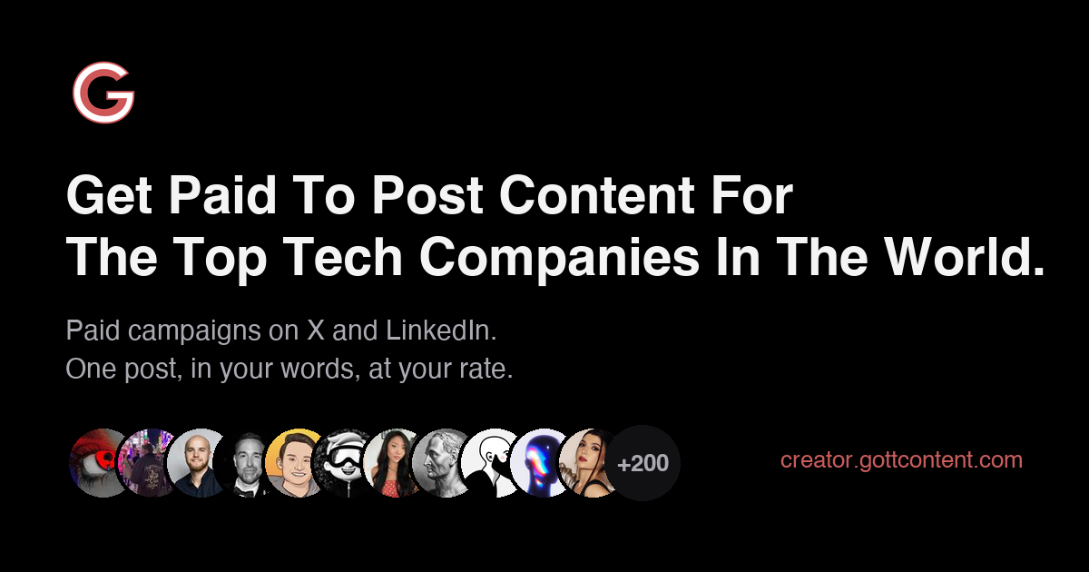 Gott Creators — Paid campaigns on X and LinkedIn. One post, in your words, at your rate.
